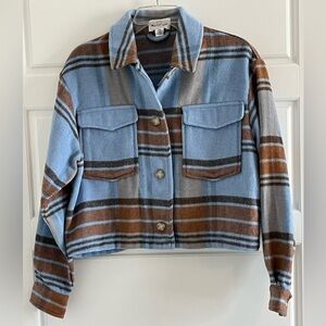 For the REPUBLIC Women's Cropped Plaid Thick Flannel Jacket Shacket Size M New